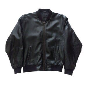 Vintage Black Genuine Leather Bomber Jacket